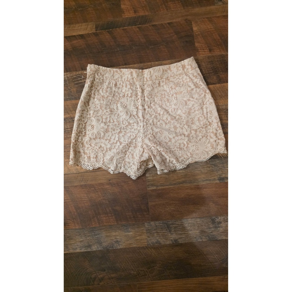 Anthropologie Cartonnier Peach Floral Lace High Waisted Shorts Size 10 - Picture 2 of 8